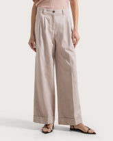 Pantalone ampio con piences in cotone lino -  | Seventy Venezia