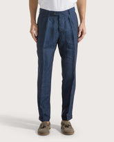 Pantalone una pinces in lino tinto filo -  | Seventy Venezia