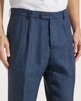 Pantalone una pinces in lino tinto filo -  | Seventy Venezia