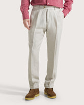 Pantalone una pinces in lino tinto filo -  | Seventy Venezia