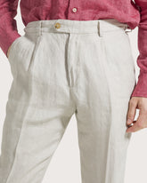 Pantalone una pinces in lino tinto filo -  | Seventy Venezia