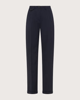 Long straight-leg wool blend trousers with buckle     -  | Seventy Venezia