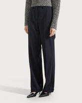 Long straight-leg wool blend trousers with buckle     -  | Seventy Venezia