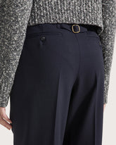Long straight-leg wool blend trousers with buckle     -  | Seventy Venezia