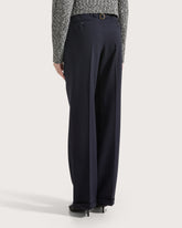 Long straight-leg wool blend trousers with buckle     -  | Seventy Venezia