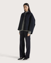 Long straight-leg wool blend trousers with buckle     -  | Seventy Venezia