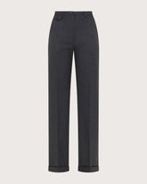 Long straight-leg trousers with buckle in wool blend gabardine   -  | Seventy Venezia
