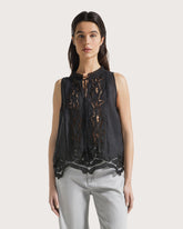 Embroidered ramie sleeveless top. -  | Seventy Venezia